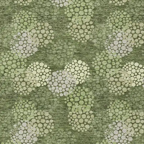 Olive Green And Gray Polka Dot Washable Indoor Outdoor Area Rug Photo 7