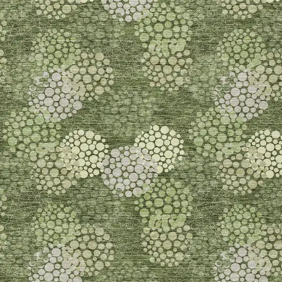 Olive Green And Gray Polka Dot Washable Indoor Outdoor Area Rug Photo 7