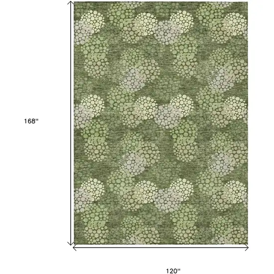 Olive Green And Gray Polka Dot Washable Indoor Outdoor Area Rug Photo 3