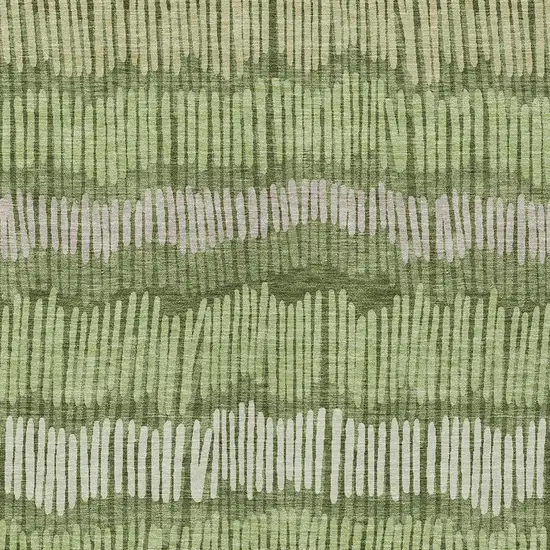 Olive Green And Gray Striped Washable Indoor Outdoor Area Rug Photo 6