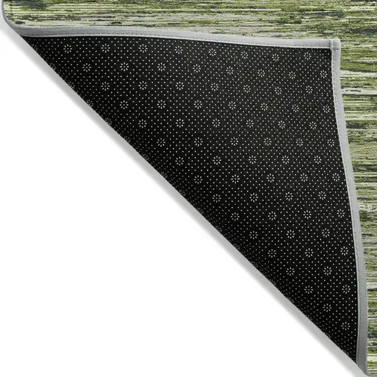 Olive Green And Ivory Striped Washable Indoor Outdoor Area Rug Photo 4