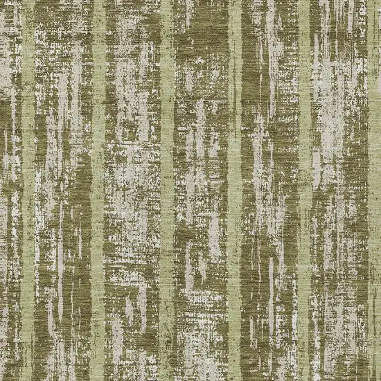 Olive Green Dark Green And Beige Striped Washable Indoor Outdoor Area Rug Photo 6