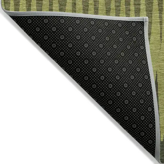 Olive Green Dark Green And Brown Striped Washable Indoor Outdoor Area Rug Photo 4