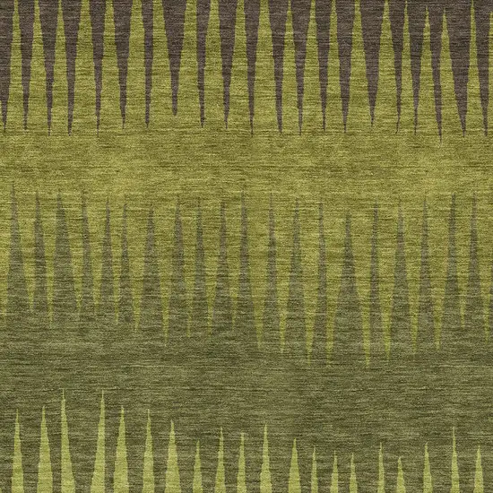 Olive Green Dark Green And Brown Striped Washable Indoor Outdoor Area Rug Photo 6