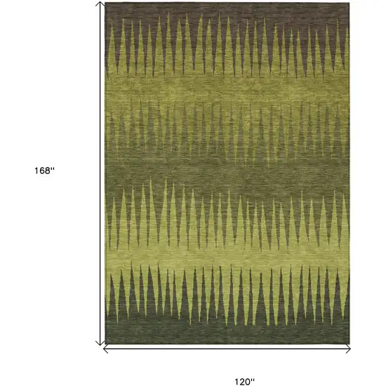 Olive Green Dark Green And Brown Striped Washable Indoor Outdoor Area Rug Photo 3