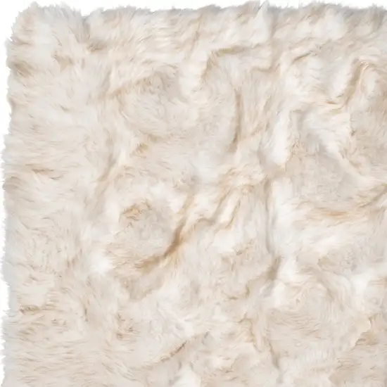 Ombre Tan Faux Fur Washable Non Skid Area Rug Photo 5