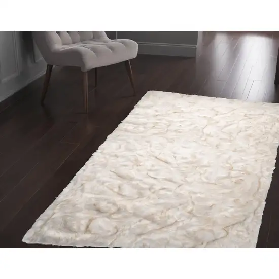 Ombre Tan Faux Fur Washable Non Skid Area Rug Photo 1