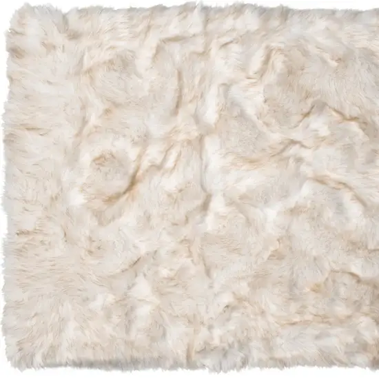 Ombre Tan Faux Fur Washable Non Skid Area Rug Photo 4