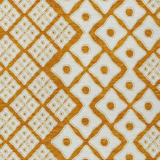 Orange And Ivory Geometric Washable Indoor Outdoor Area Rug Photo 6