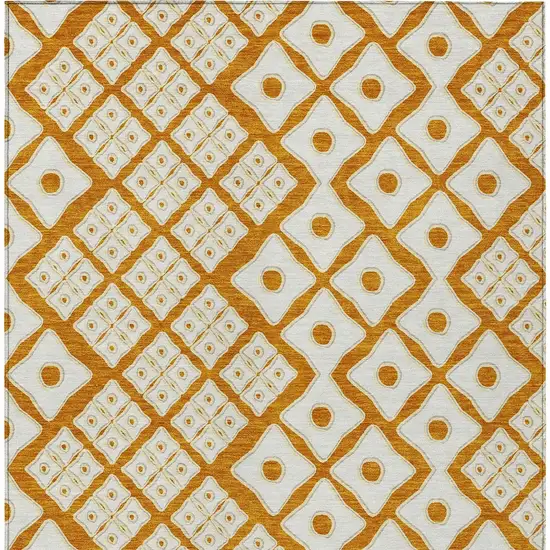 Orange And Ivory Geometric Washable Indoor Outdoor Area Rug Photo 8