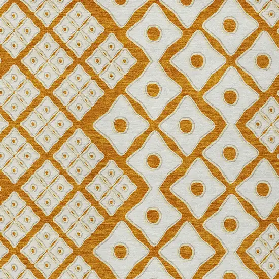 Orange And Ivory Geometric Washable Indoor Outdoor Area Rug Photo 6