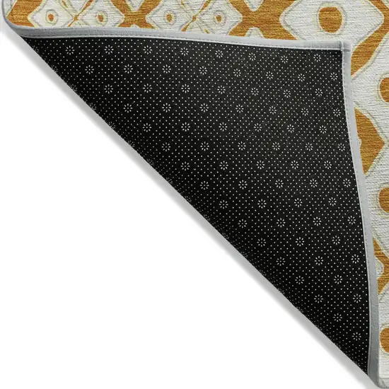 Orange And Ivory Geometric Washable Indoor Outdoor Area Rug Photo 4