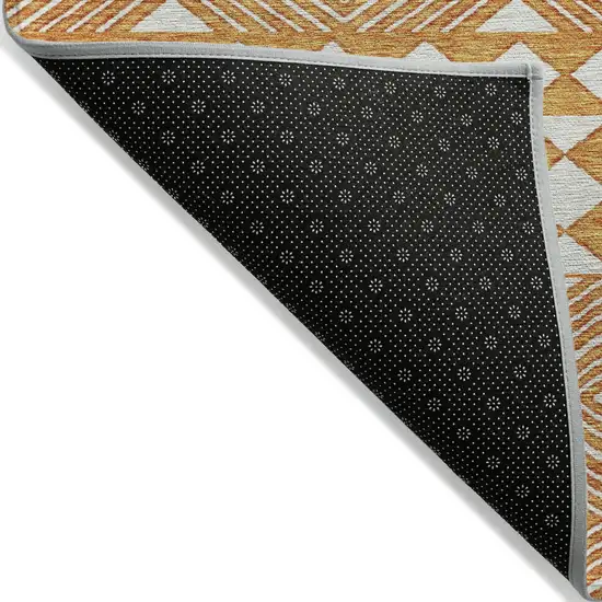 Orange And Ivory Geometric Washable Indoor Outdoor Area Rug Photo 4