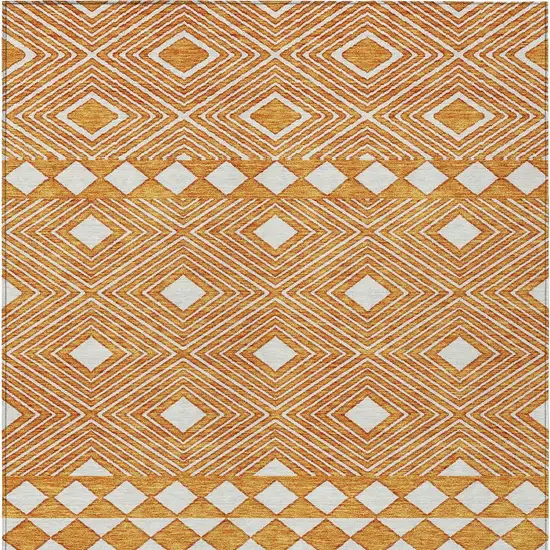 Orange And Ivory Geometric Washable Indoor Outdoor Area Rug Photo 8