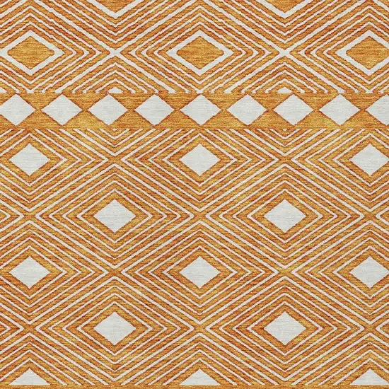 Orange And Ivory Geometric Washable Indoor Outdoor Area Rug Photo 6