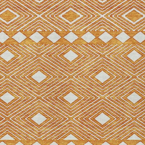 Orange And Ivory Geometric Washable Indoor Outdoor Area Rug Photo 6
