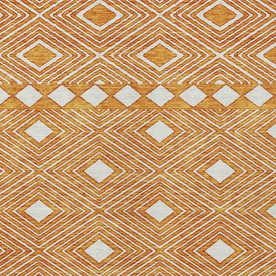 Orange And Ivory Geometric Washable Indoor Outdoor Area Rug Photo 6