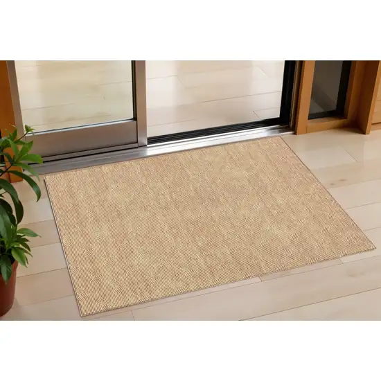 Orange And Ivory Geometric Washable Indoor Outdoor Area Rug Photo 1