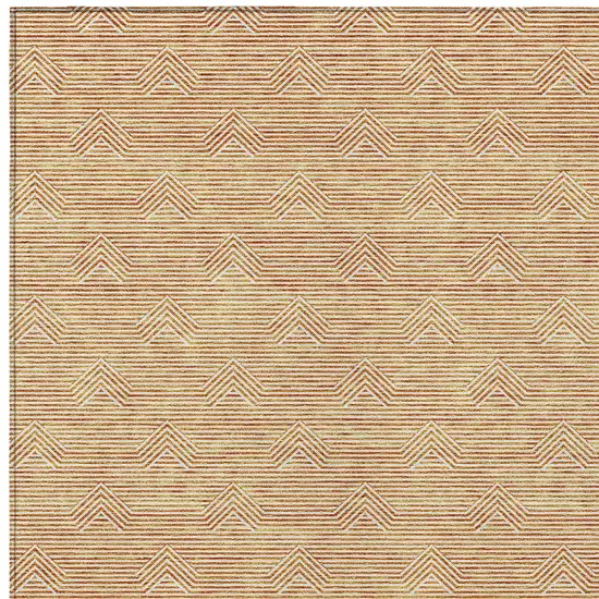 Orange And Ivory Geometric Washable Indoor Outdoor Area Rug Photo 5