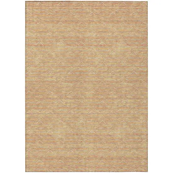Orange And Ivory Geometric Washable Indoor Outdoor Area Rug Photo 2