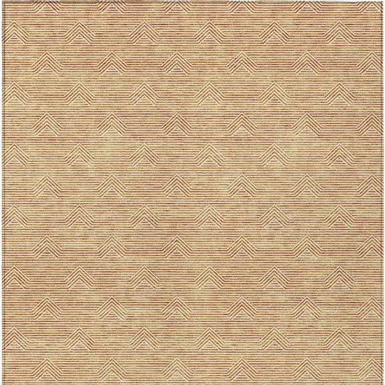 Orange And Ivory Geometric Washable Indoor Outdoor Area Rug Photo 4