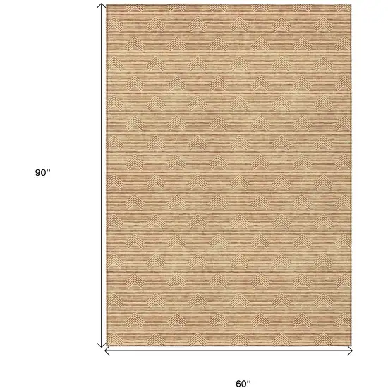 Orange And Ivory Geometric Washable Indoor Outdoor Area Rug Photo 3