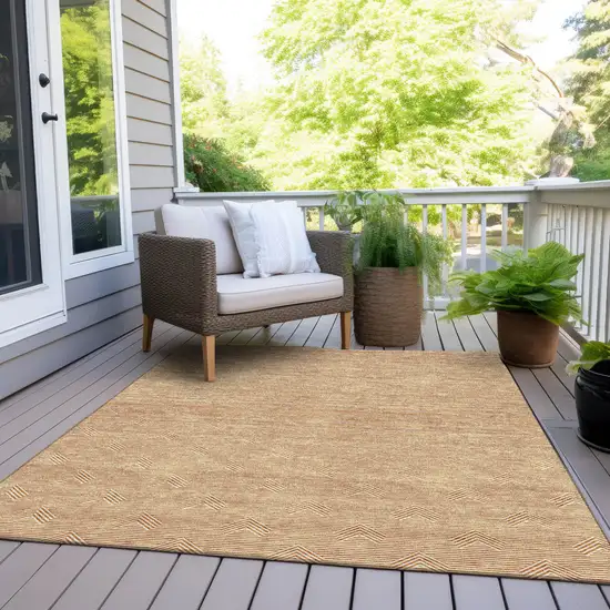 Orange And Ivory Geometric Washable Indoor Outdoor Area Rug Photo 8