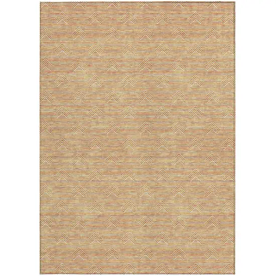 Orange And Ivory Geometric Washable Indoor Outdoor Area Rug Photo 7