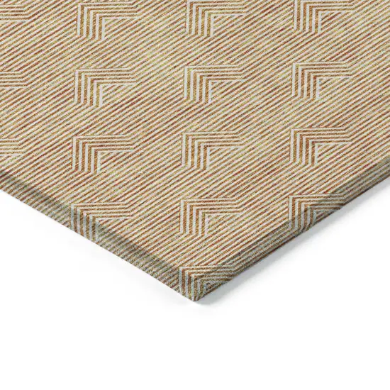 Orange And Ivory Geometric Washable Indoor Outdoor Area Rug Photo 5