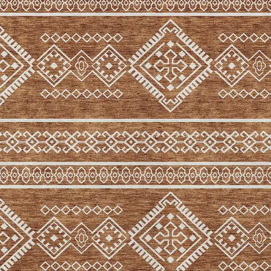 Orange And Ivory Southwestern Washable Indoor Outdoor Area Rug Photo 5