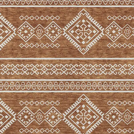 Orange And Ivory Southwestern Washable Indoor Outdoor Area Rug Photo 5