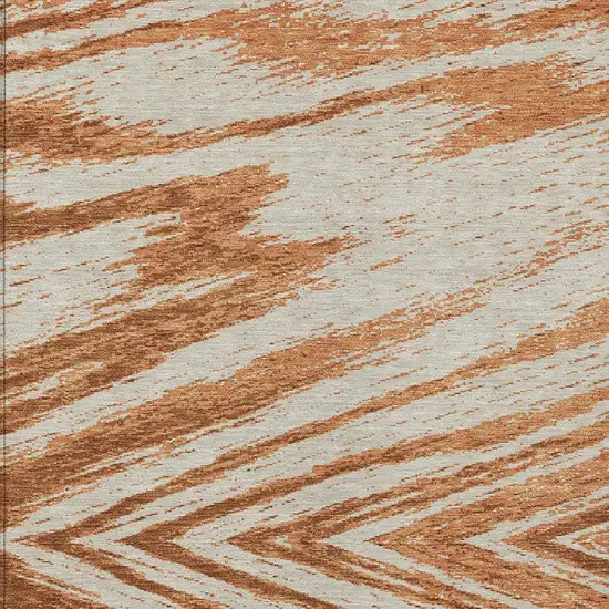 Orange Brown And Beige Abstract Washable Indoor Outdoor Area Rug Photo 6