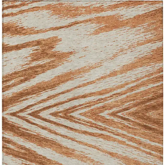 Orange Brown And Beige Abstract Washable Indoor Outdoor Area Rug Photo 7