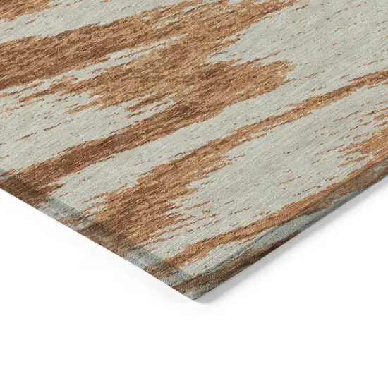 Orange Brown And Beige Abstract Washable Indoor Outdoor Area Rug Photo 5