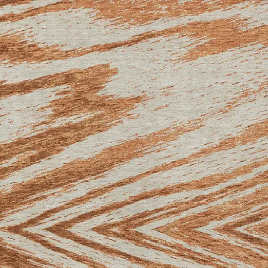 Orange Brown And Beige Abstract Washable Indoor Outdoor Area Rug Photo 6
