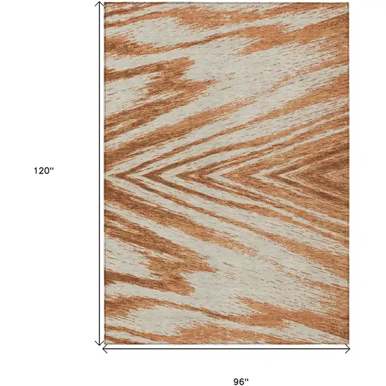 Orange Brown And Beige Abstract Washable Indoor Outdoor Area Rug Photo 3
