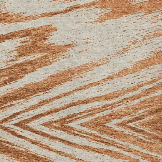 Orange Brown And Beige Abstract Washable Indoor Outdoor Area Rug Photo 6