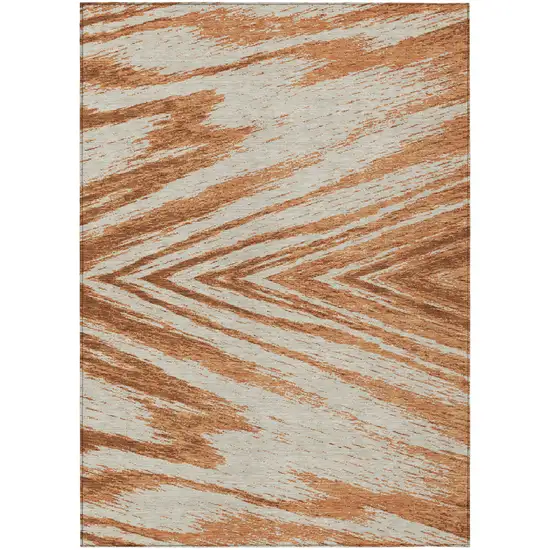 Orange Brown And Beige Abstract Washable Indoor Outdoor Area Rug Photo 2