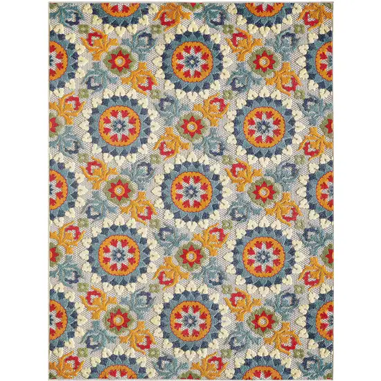 Orange And Ivory Moroccan Stain Resistant Indoor Outdoor Area Rug Photo 1