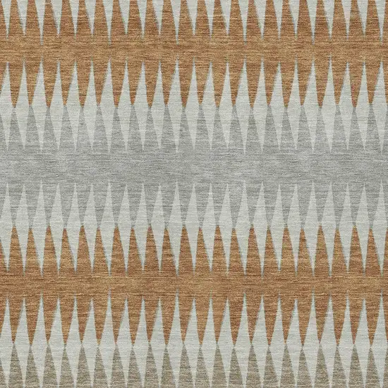Orange Gray And Beige Striped Washable Indoor Outdoor Area Rug Photo 7