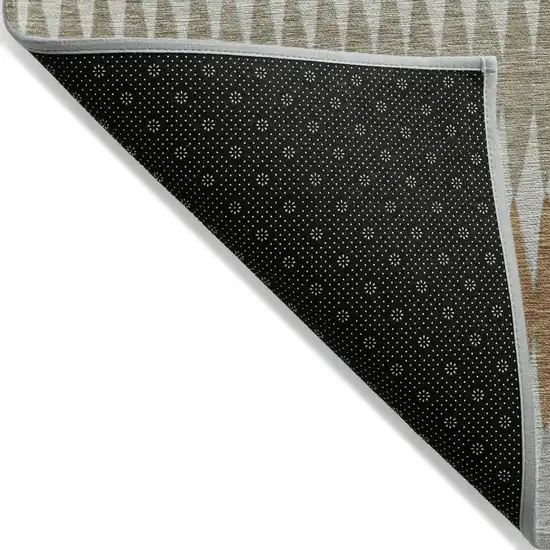 Orange Gray And Beige Striped Washable Indoor Outdoor Area Rug Photo 4
