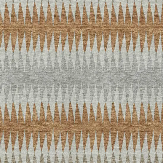 Orange Gray And Beige Striped Washable Indoor Outdoor Area Rug Photo 7