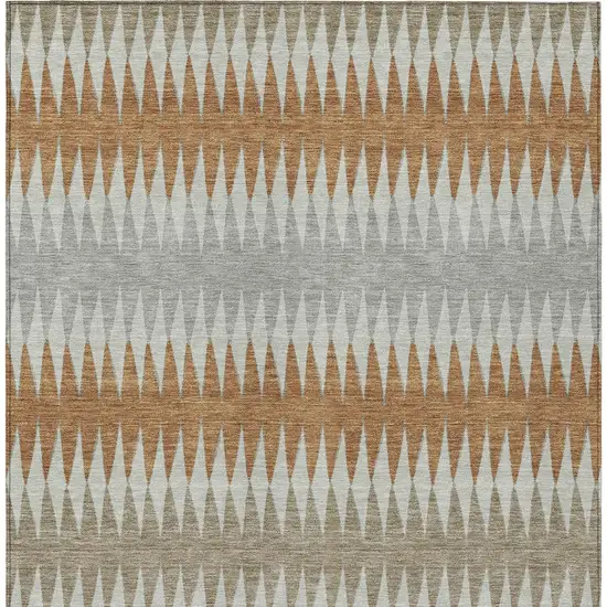 Orange Gray And Beige Striped Washable Indoor Outdoor Area Rug Photo 8