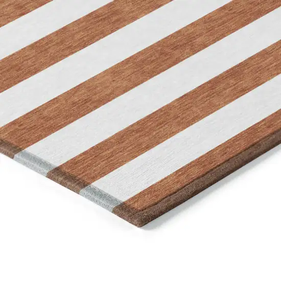 Orange Striped Washable Non Skid Indoor Outdoor Area Rug Photo 4