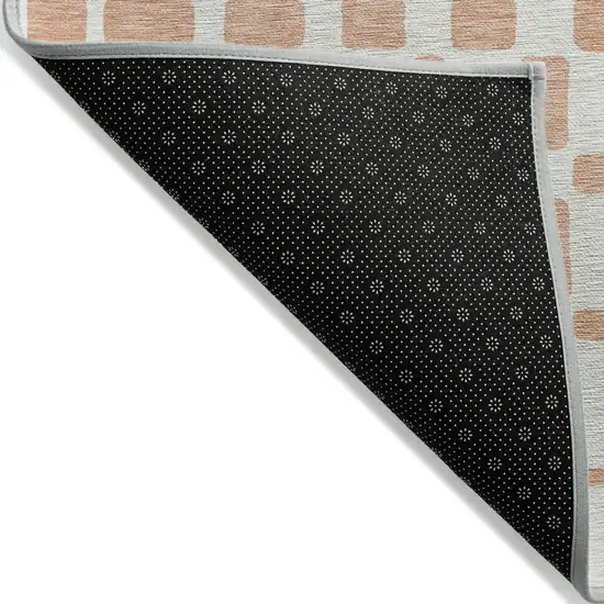 Peach And Beige Geometric Washable Indoor Outdoor Area Rug Photo 4