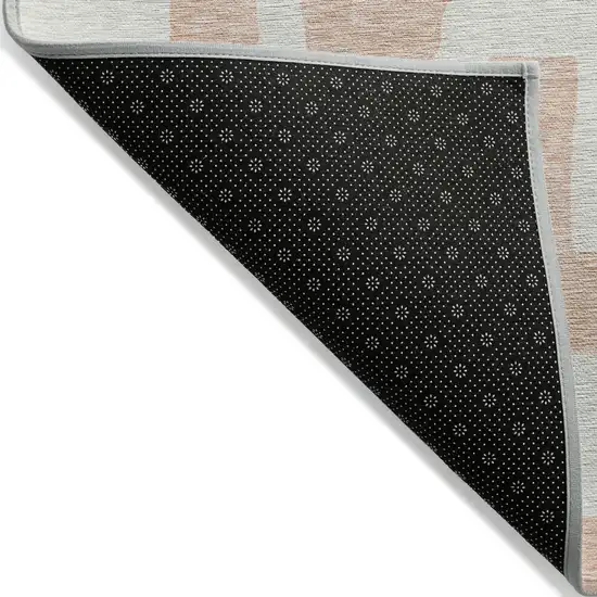 Peach And Gray Abstract Washable Indoor Outdoor Area Rug Photo 4