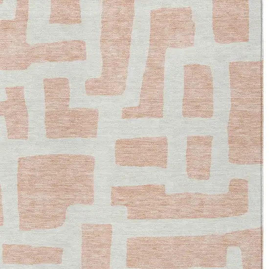 Peach And Gray Abstract Washable Indoor Outdoor Area Rug Photo 6