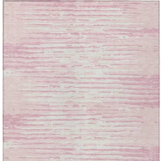 Pink And Gray Striped Washable Indoor Outdoor Area Rug Photo 6