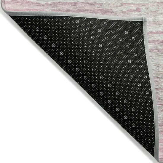 Pink And Gray Striped Washable Indoor Outdoor Area Rug Photo 4