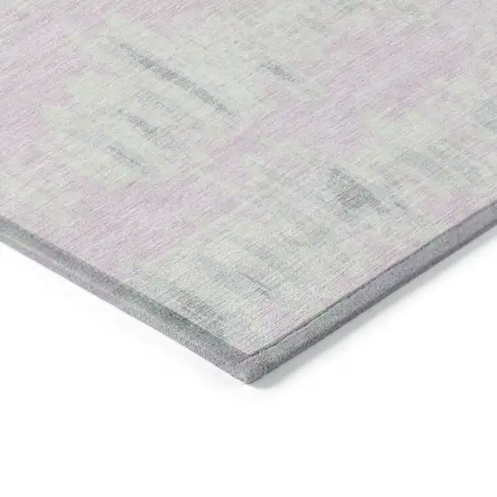 Pink And Gray Striped Washable Indoor Outdoor Area Rug Photo 5